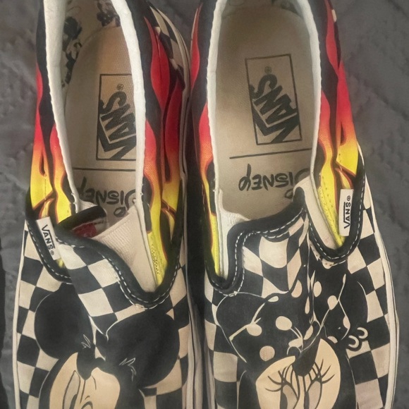 Vans DISNEY Checkered Slip-On Shoes Mickie & Minnie Worn HTF - Picture 4 of 10